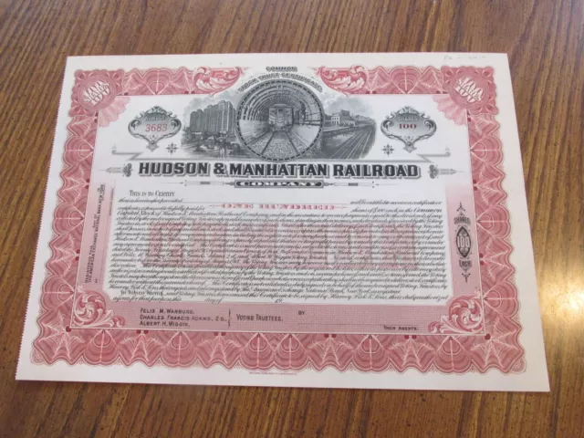 HUDSON AND MANHATTAN RAILROAD stock certificate lot BO