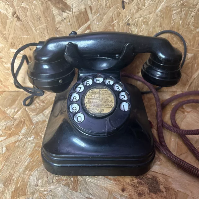 Vintage 1940s Black Bakelite GPO? Rotary Dial Telephone