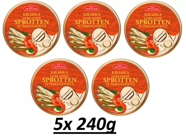 5x240g Kilka Sprotten in Tomatensauce Килька в томатном соусе Dovgan