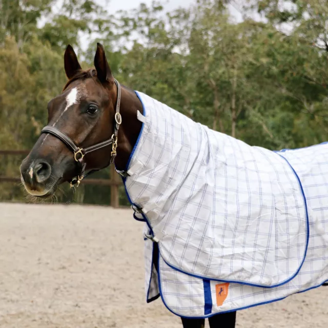 Capriole Ripstop Cotton Royal Blue Check Summer Horse Neck Rug