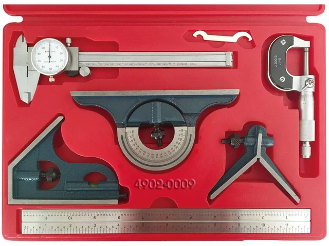 HHIP 4902-0009 6 Piece Tool Kit with Caliper, Micrometer and Combination Square