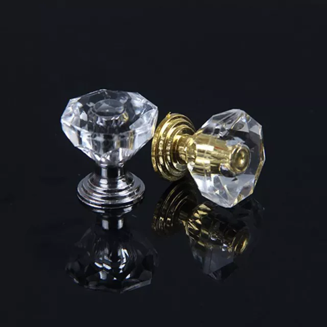 10Pcs Acrylic Crystal Knobs Cupboard Drawer Pull Handle Door Knob Diamond Cab-wf