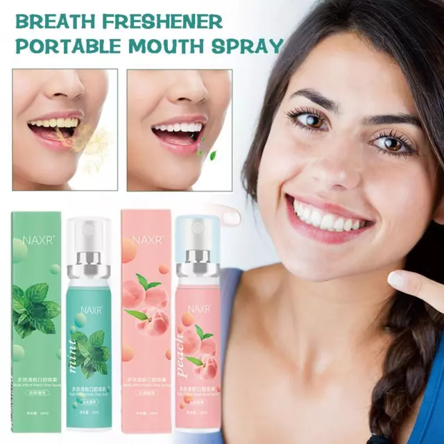 Peppermint Fresh Breath Spray Peach Mouth Spray Breath Portable Freshener H8B0