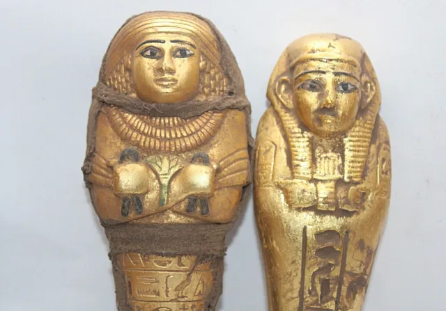 2 RARO ANTIGUO EGIPCIO FARAÓNICO ANTIGUO Reina Sirviente USHABTI Shabti Piedra