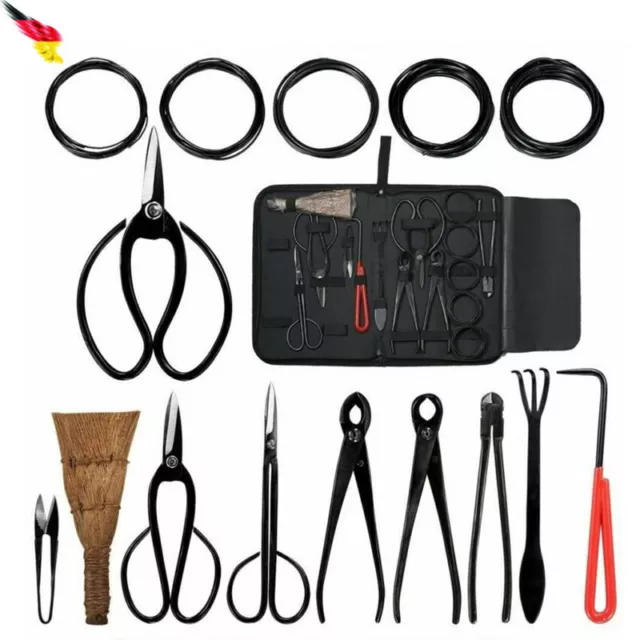 10tlg Garten Bonsai Werkzeug Set Carbon Steel Kit Cutter Schere mit Nylonetui