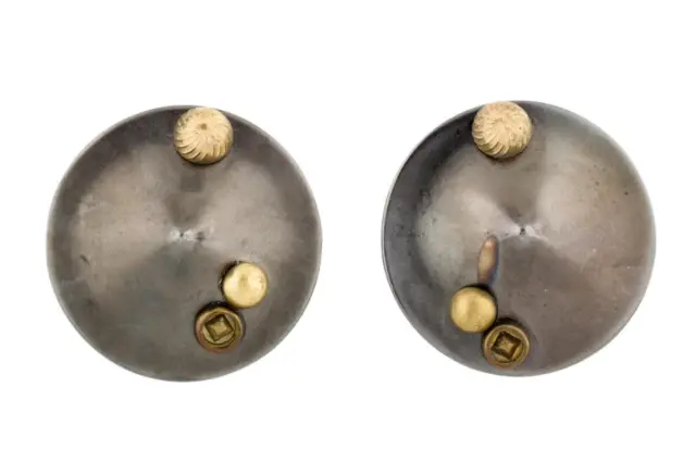 Ben Amun Modernist EARRINGS Abstract Disc Clip-On Gunmetal gold plated gyuhji