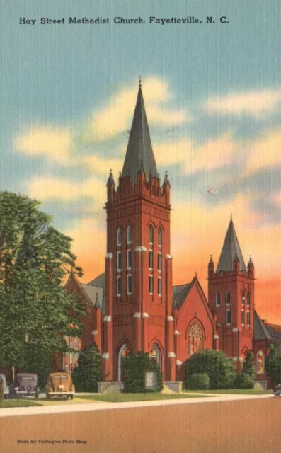 Fayetteville, NC, Hay Street Methodist Church, Linen Vintage Postcard e2910