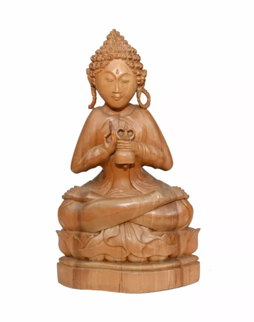 Carved Burmese Buddha Statue Meditation Pose Buddhism