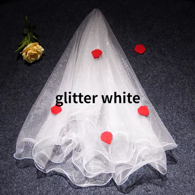 Braut Schleier Hochzeitskleid Glitzer Braut Tüll Voile Stickerei Fairy Ehe 2