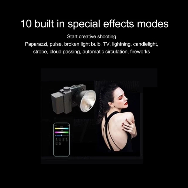 100W Bi Color COB LED Video Light 2700 To 7500K APP Remote Dimming Pocket Ph