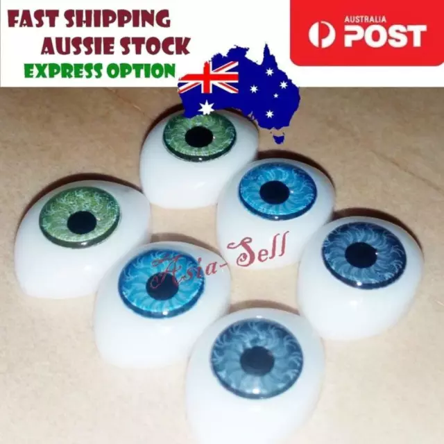 6pcs Oval Plastic Eyes 14x10mm 7mm Iris Reborn Dolls Green Blue Grey Doll