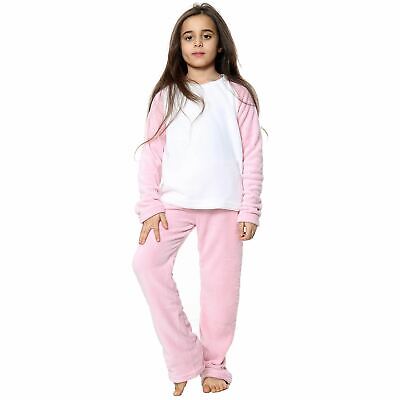 Kids Girl Baby Pink Pyjamas Soft Fleece PJs 2 Piece Flannel Set Lounge Suit 2-13