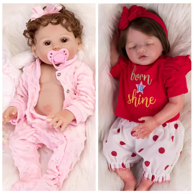 18" Realistic Reborn Dolls Girl Baby Twins Vinyl Silicone Handmade Newborn Doll