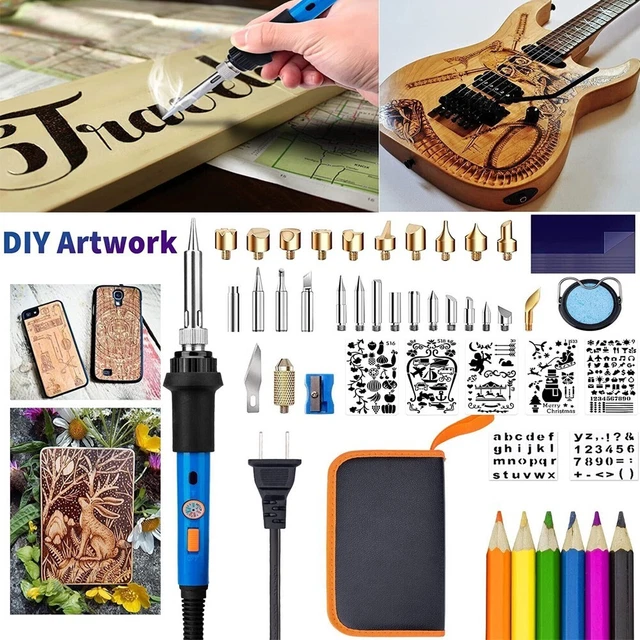 60W Wood Burning Pen Set Stencil Soldering Iron Tips Tools Pyrography Craft Kit 60W Wood Burning Pen Set Stencil Soldering Iron Tips Tools Pyrography Craft Kit