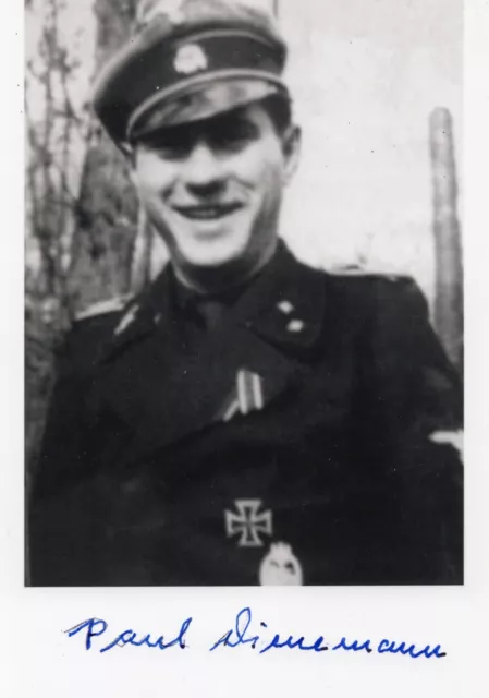 PAUL DIENEMANN - Elite panzer - Iron Cross winner - signed photo