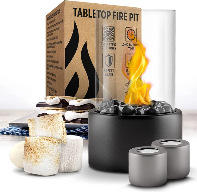 Flammtal Tabletop Fire Pit [4H Burning Time] - Table Top Firepit Indoor & Outdoo