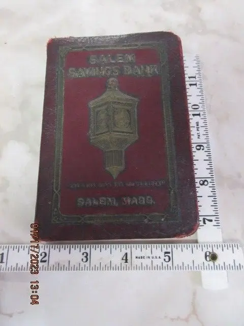 Vtg Bankers Utilities Leather & Brass Book Bank Salem Savings Bank, Mass-No Key