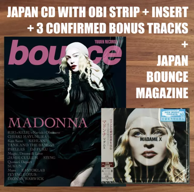 3x JAPAN BONUS TRACKS + CD WITH OBI + "BOUNCE" MAGAZINE! MADONNA "MADAME X" 2019