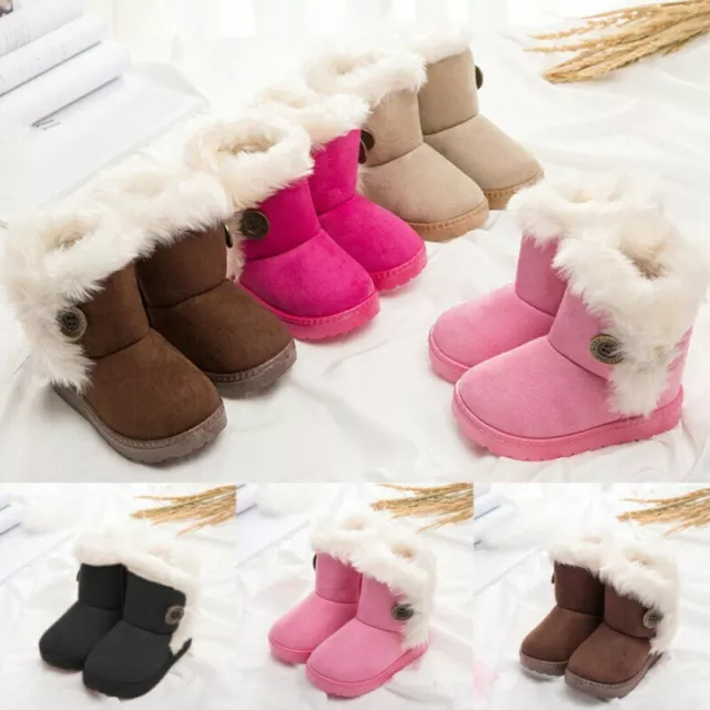 Fur Lined Boots Flat Snow Ankle Kid Toddler Girls Winter Warm Shoes Size Chelsea