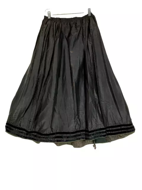 ANTIQUE CIVIL WAR Era Mourning Skirt Velvet Accent Modified Waist 1860s ...