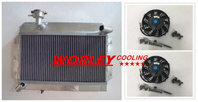 Aluminum Radiator+FAN For ROVER / MG MGA 1500 / 1600 / 1622 / DE-LUXE Manual MT