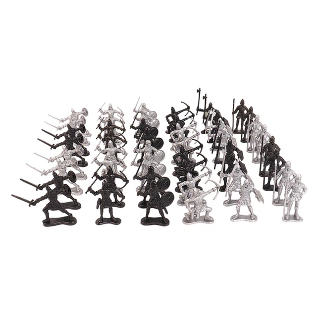 48Pcs / Set Realistische Soldaten Statue Spielzeug, Miniatur mittelalterliche