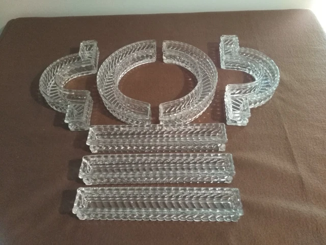 Lot De 6 Chemins De Table Baccarat – Modèle Tors / Bambou Clair, Cristal, état Neuf