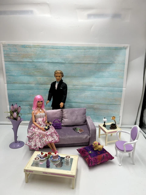 Barbie OOAK Relookée Avec Son Petit Chat Et Son Fauteuil - Mattel - Occasion