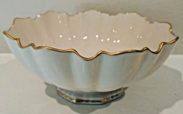 Vintage Lenox Symphony Bowl 24K Gold Rim Scallop Cereal Candy Ivory Collectible