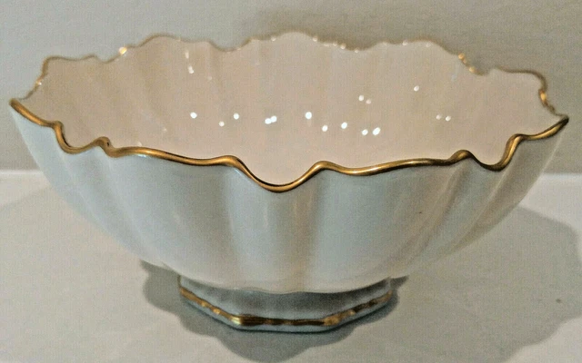 Vintage Lenox Symphony Bowl 24K Gold Rim Scallop Cereal Candy Ivory Collectible