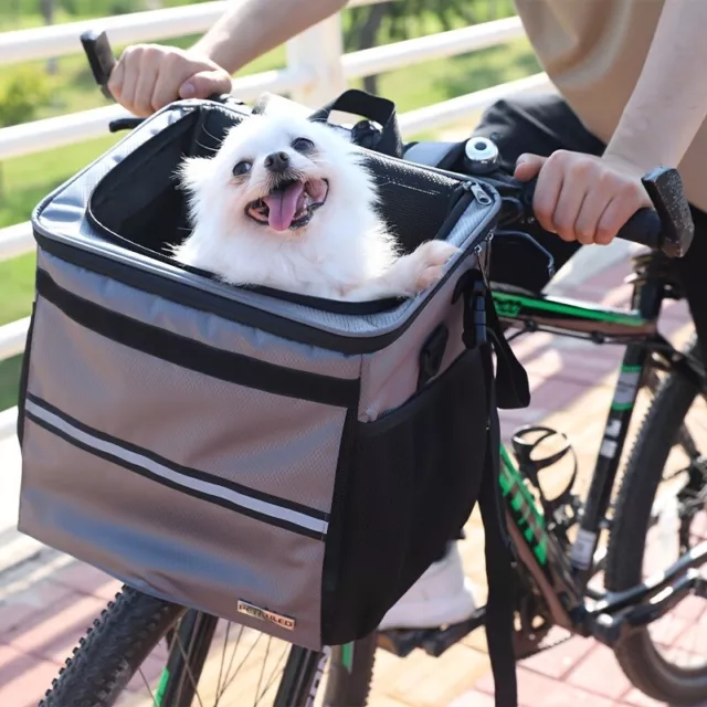Dog Bike Basket, Foldable Dog Bike Carrier 12lbs Soft-Sided Basket,