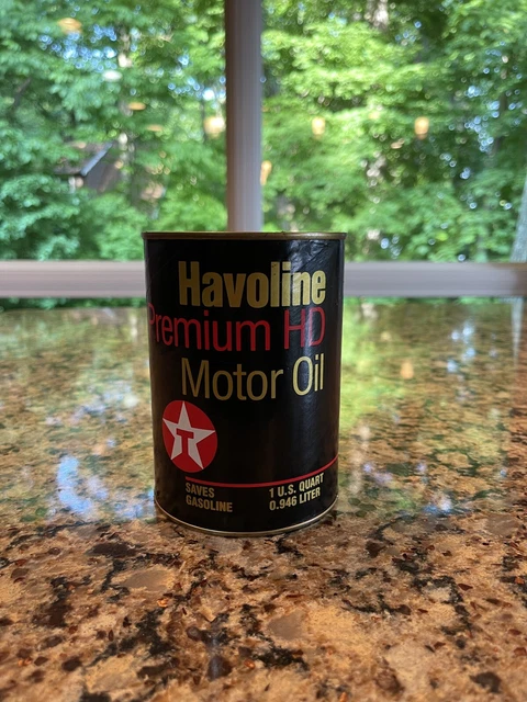 Vintage Texaco Havoline Premium SAE10W-30 Motor Oil 1 qt Paper Black Can