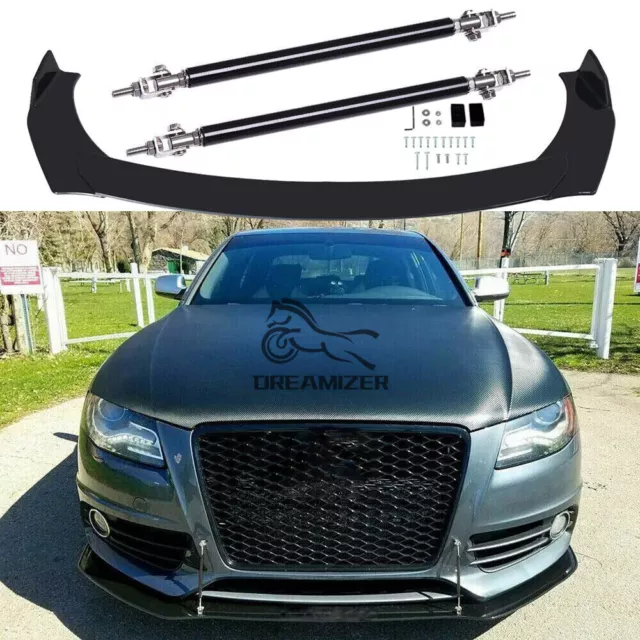 Für Audi A4 S4 RS4 B7 B8 8E 8H Glänzend Frontspoiler Spoilerlippe + Stützstangen