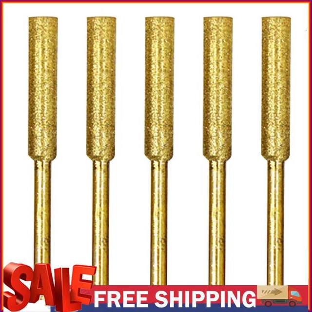 5pcs/Set Diamond Coated Grinding File Stone Heads Drill Bit (4.8mm Gold)