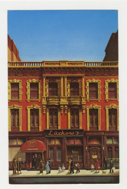 NY Postcard Luchow's Restaurant Street View - New York City, New York vtg S
