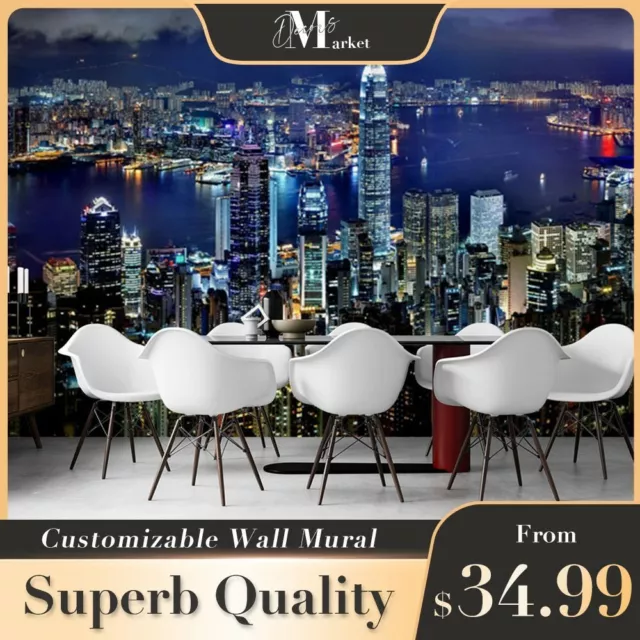 Hong Kong Night City Landmarks 3D Wall Mural Australia Bedroom Wallpaper Murals