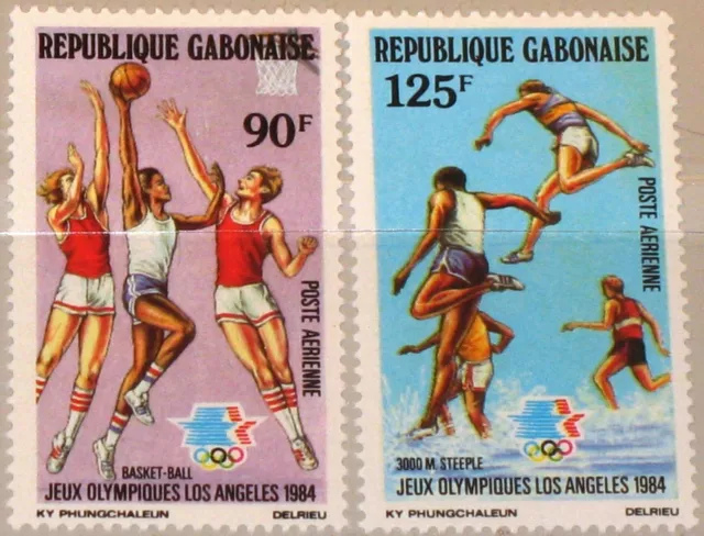 GABON GABUN 1984 904-05 C266-67 Olympics Los Angeles Basketball Running MNH