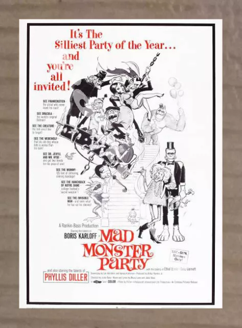 Historic Mad Monster Party 1967 Movie Adveretising Postcard