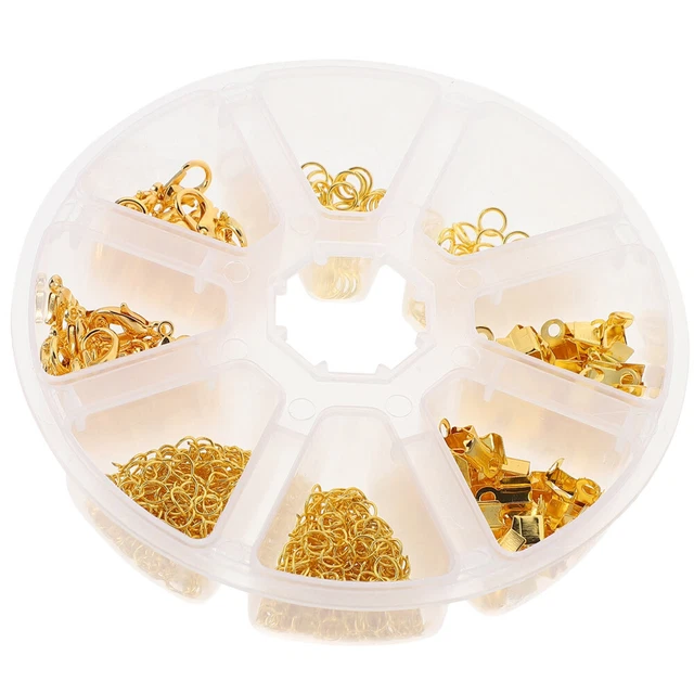 Kit di riparazione per gioielli fai da te, set con chiusura a moschettone, catene, ciondoli a nastro, anelli aperti per gioielli fai da te, collane, bracciali, orecchini, portachiavi, oro
