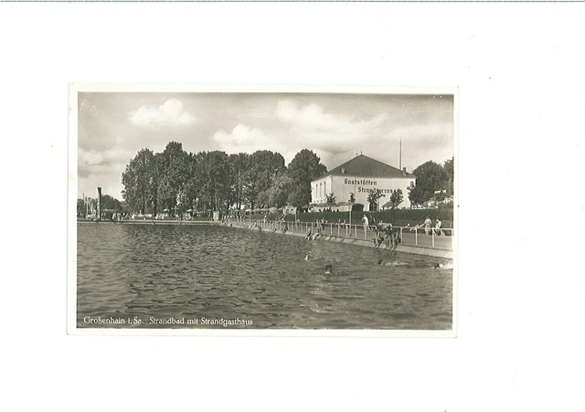uralte AK Großenhain Sachsen Strandbad mit Strandgasthaus 1938 //71