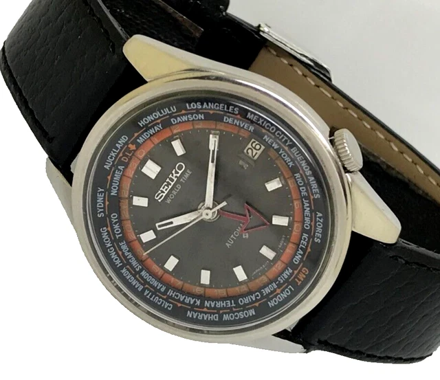 RARE VINTAGE SEIKO WORLD TIME GMT 6117 6010 Automatic original dial wristwatch £355.25