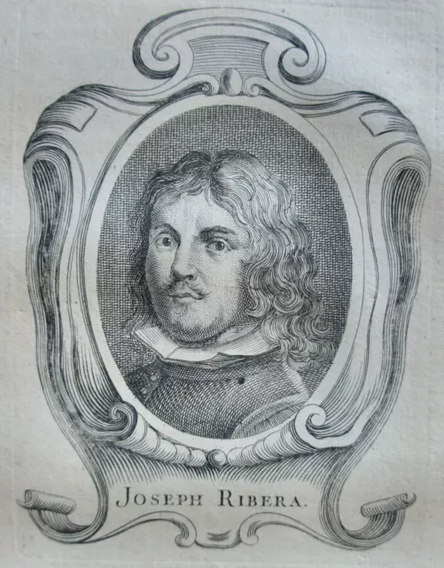 RIBERA JOSEPH (1591-1652) PORTRAIT GRAVURE DE 1745 , né à XATIVA, PEINTRE