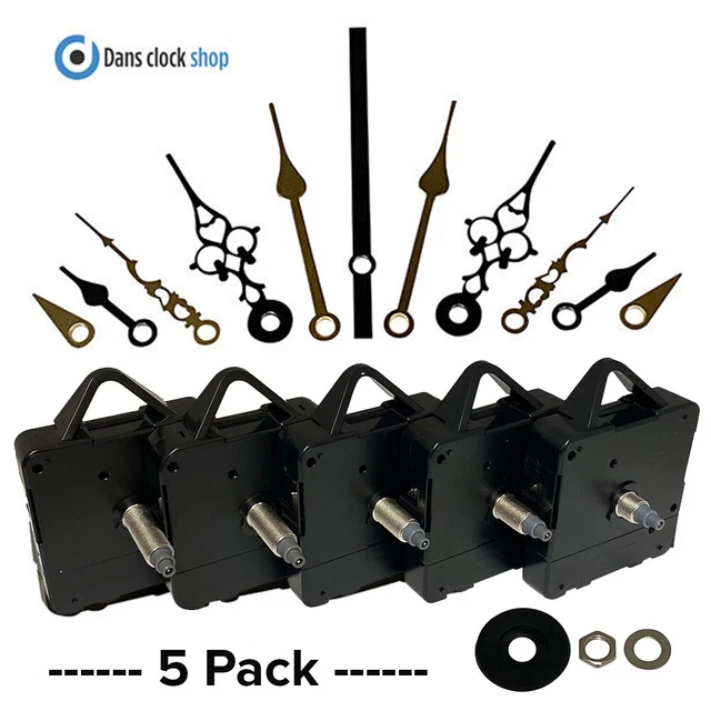 EEEKit 5 Mouvements Horloge Quartz Avec 7 Paires Aiguilles - Kit Réparation Pendule DIY