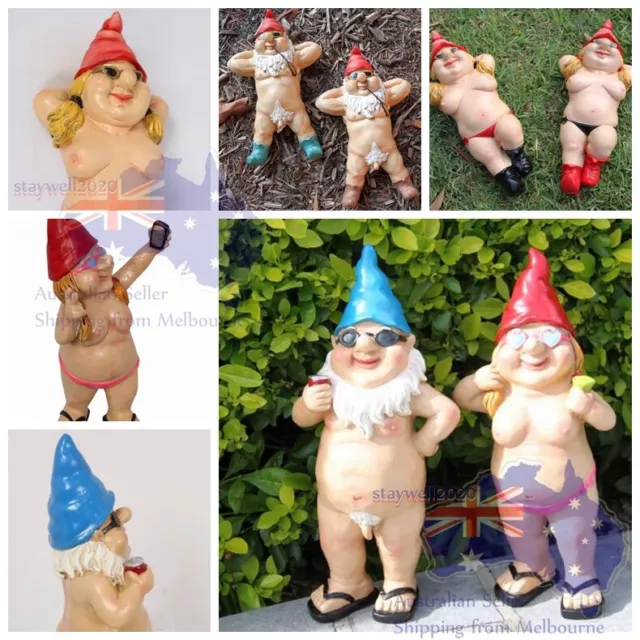 Nudist Garden Gnome Naughty Naked Body Ornament Figurine Statues Gift 26,27,29cm