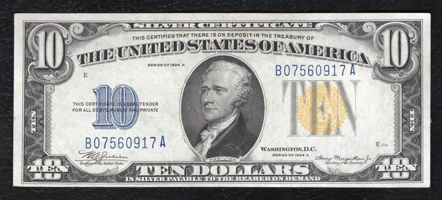 Fr. 2309 1934-A $10 Ten Dollars “North Africa” Silver Certificate About Unc (B)