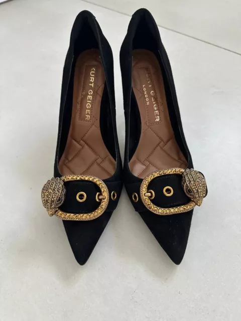 Kurt Geiger London Woman's Mayfair black buckle embellished sued heels size 37 2