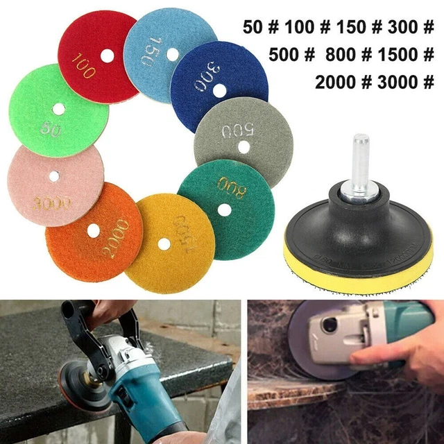 Dischi 11pz Set Riparazione Piastrelle Strumenti 50-3000# 8*8cm Marmo Granito