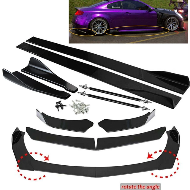 Front Bumper Chin Lip Splitter Spoiler Body Kit+Strut Rod   For Infiniti G37 G35