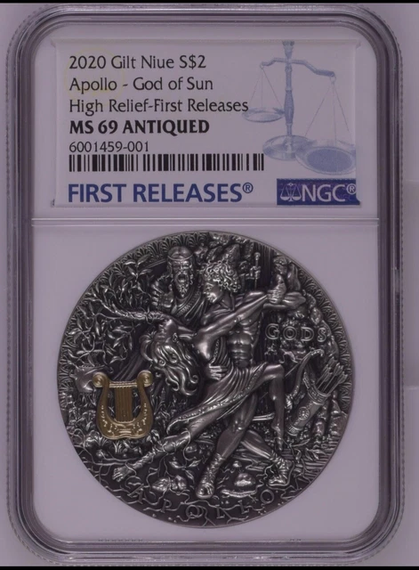 2019 Niue Apollo Silver Coin 2oz High Relief God of the Sun NGC MS69