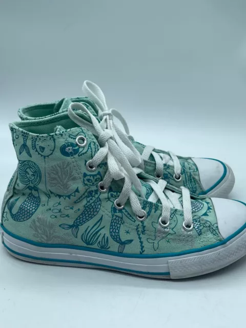 Girls Converse Chuck Taylor All Star Mermaid Sneakers Size 3 High Tops Kids... 3